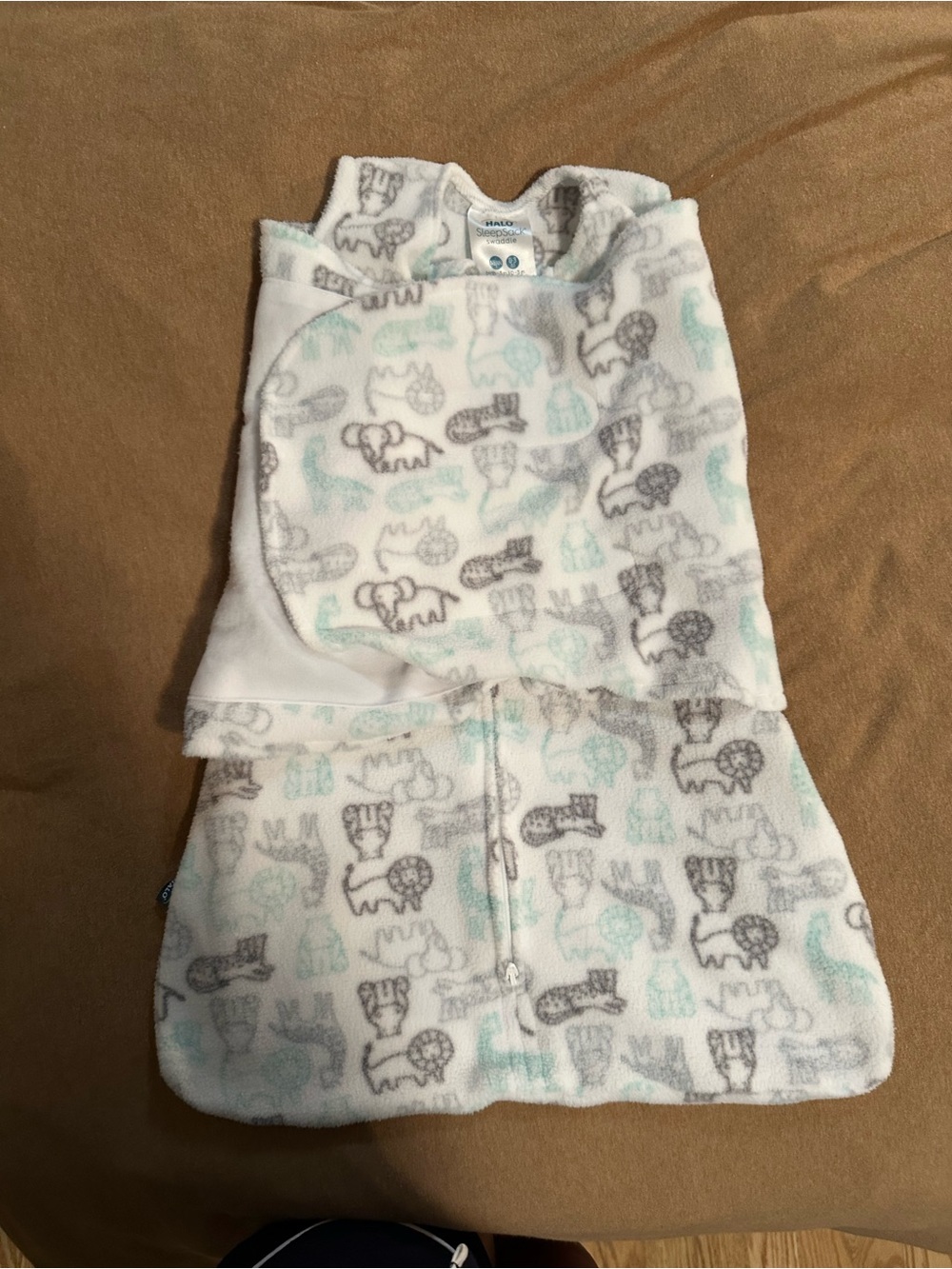 Halo White, Gray & Mint Animal-Print Sleep Sack Swaddle